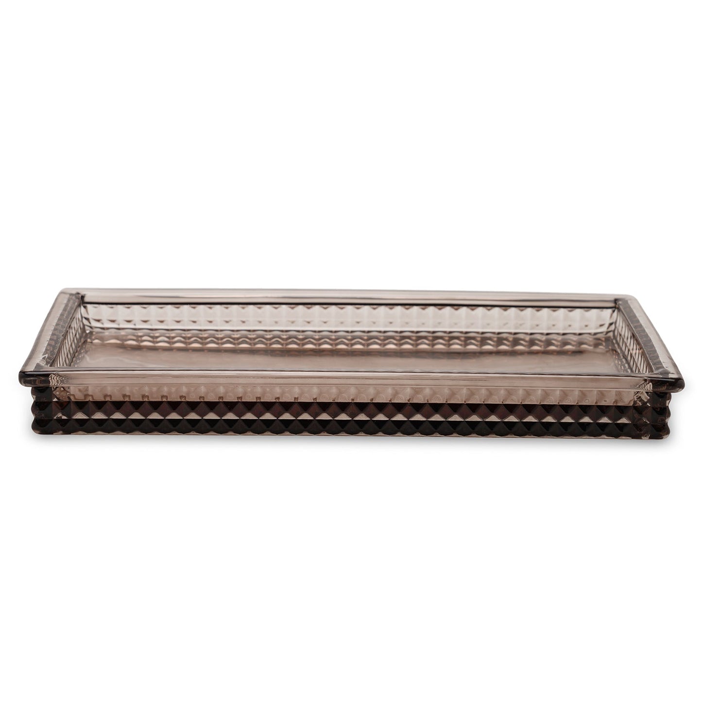 Brown Diamond Texture Glass Tray 14.8×3.2×30cm