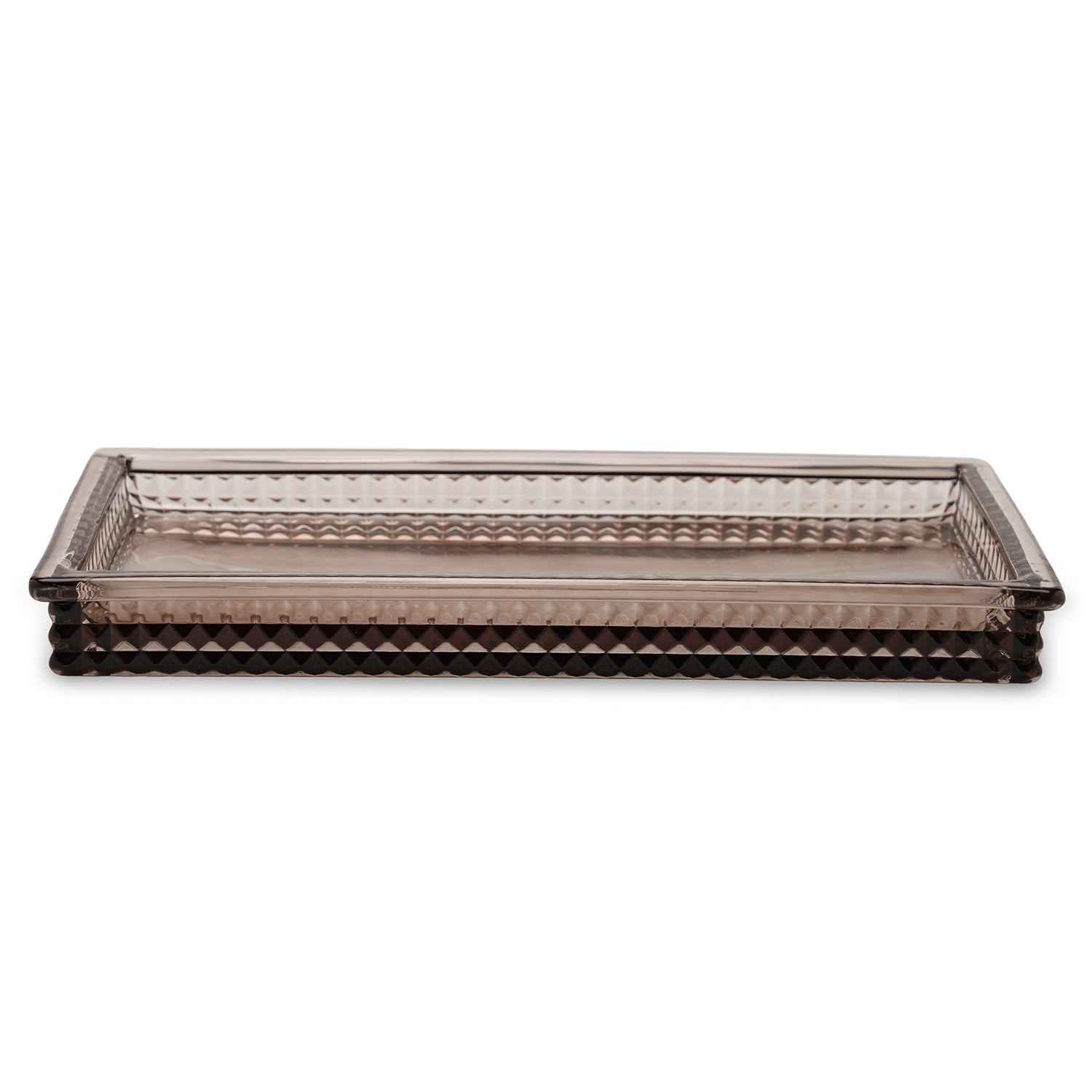 Brown Diamond Texture Glass Tray 14.8×3.2×30cm