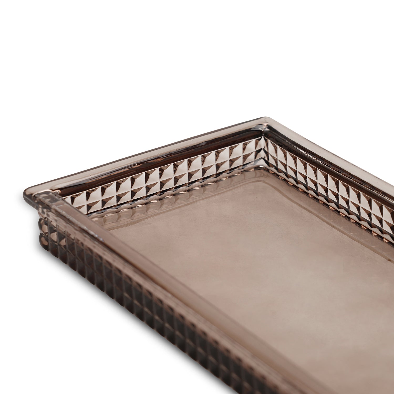 Brown Diamond Texture Glass Tray 14.8×3.2×30cm