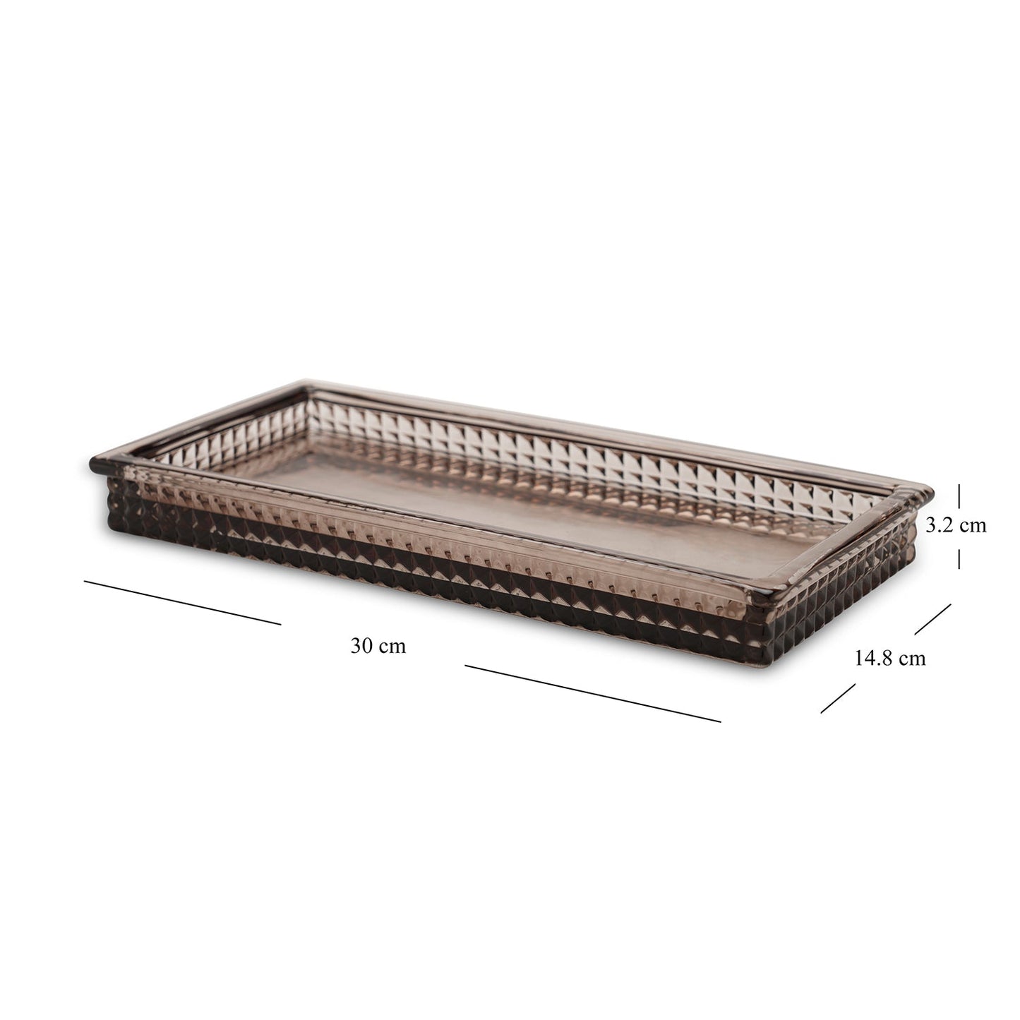 Brown Diamond Texture Glass Tray 14.8×3.2×30cm