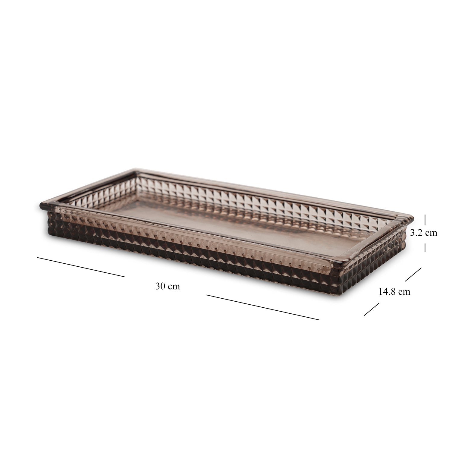 Brown Diamond Texture Glass Tray 14.8×3.2×30cm