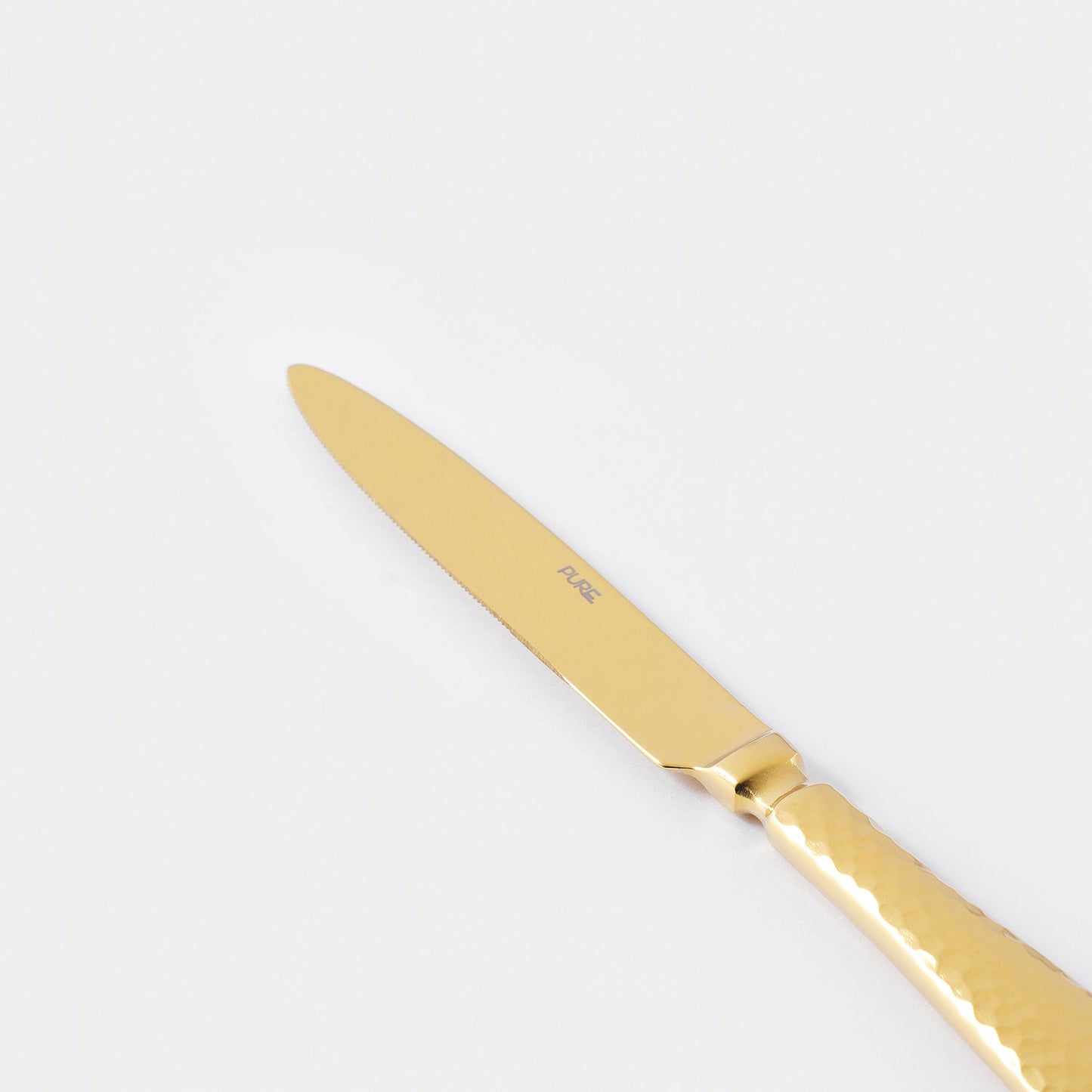 Set Of 4 Gold Hammered Dinner Knives