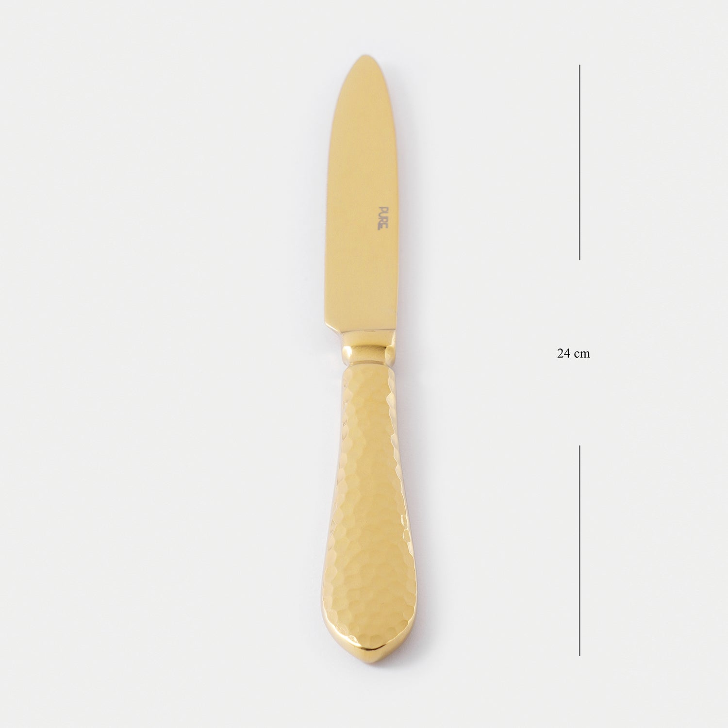 Set Of 4 Gold Hammered Dinner Knives