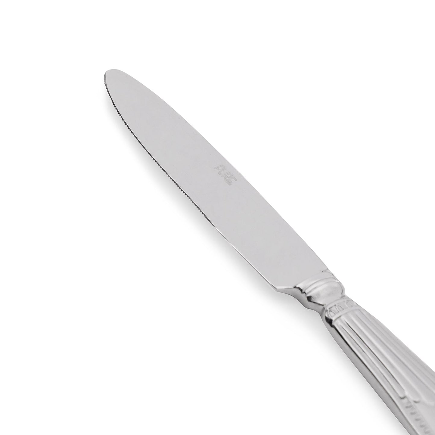 Set Of 4 Silver Steel Dinner Knives With Embossing