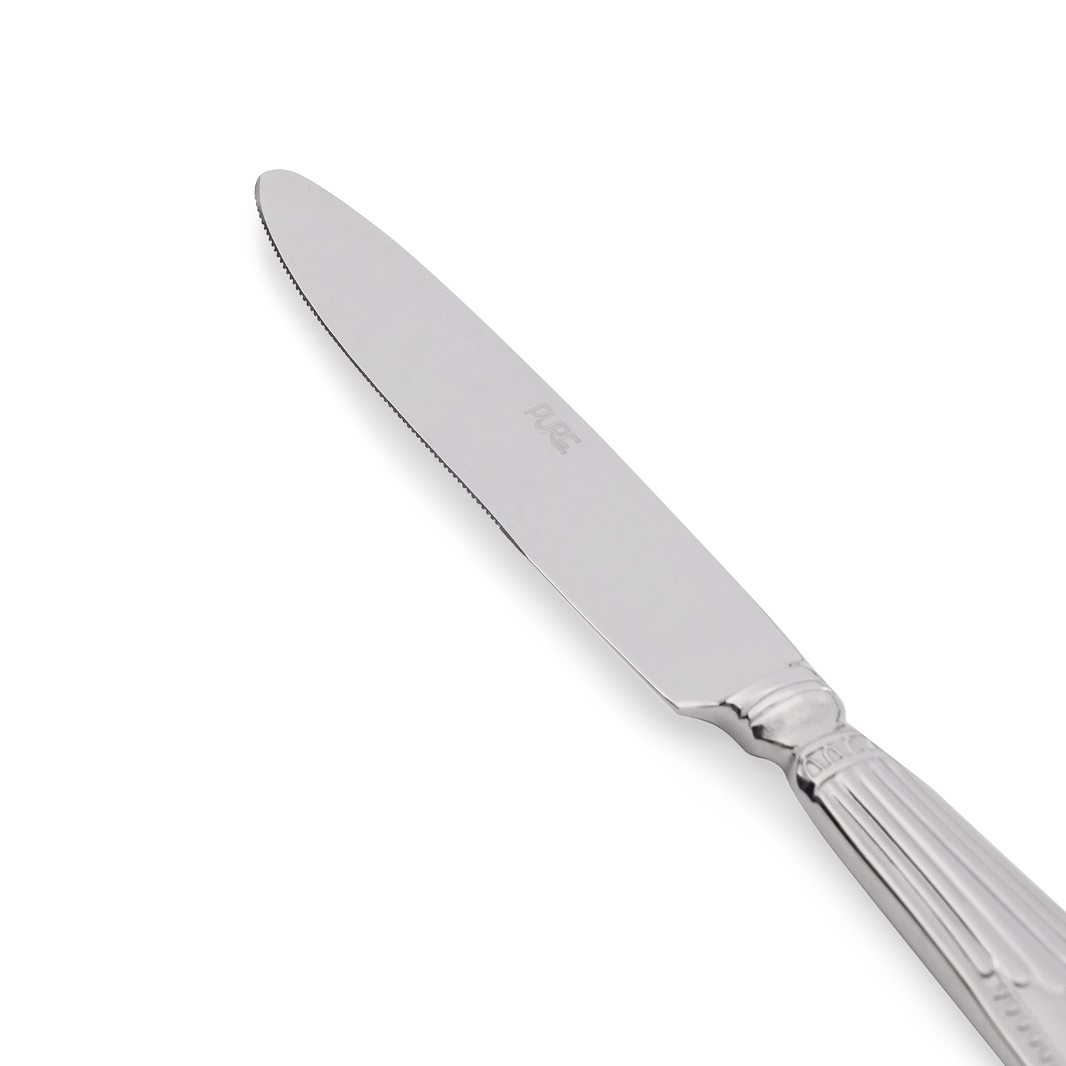 Set Of 4 Silver Steel Dinner Knives With Embossing