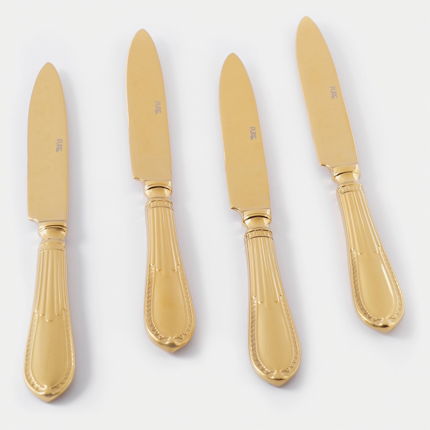 Set Of 4 Gold Victorian Dinner Knives