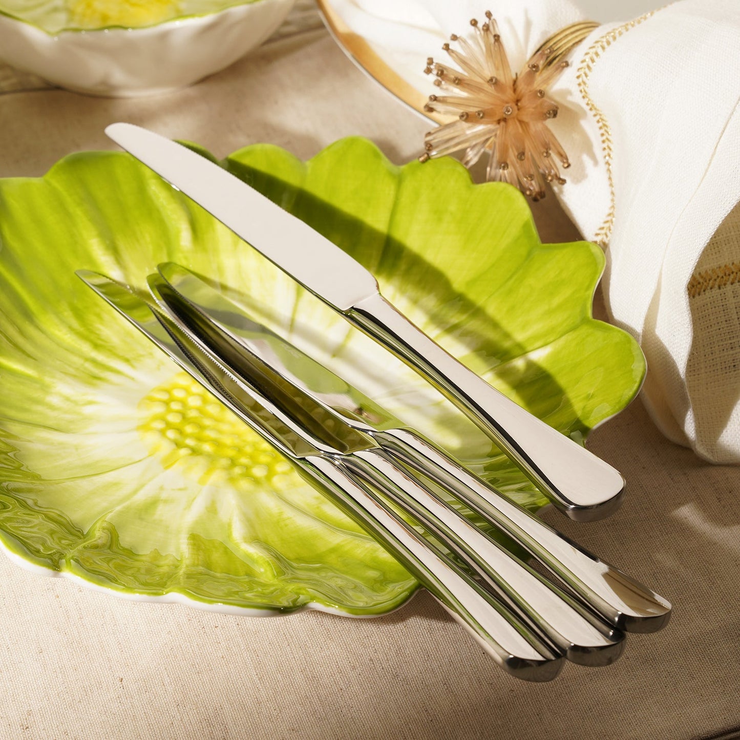 Set of 4 Silver Stainless Steel Dessert Knives