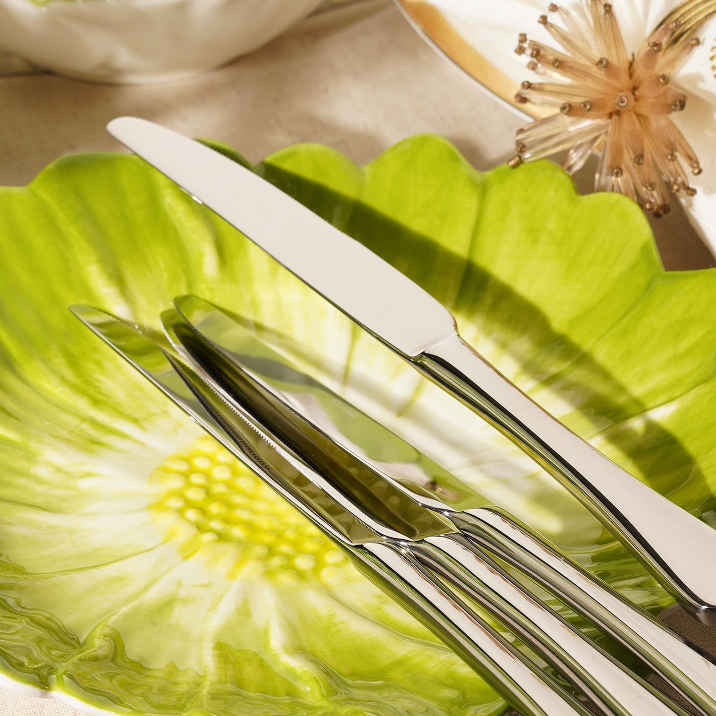 Set of 4 Silver Stainless Steel Dessert Knives