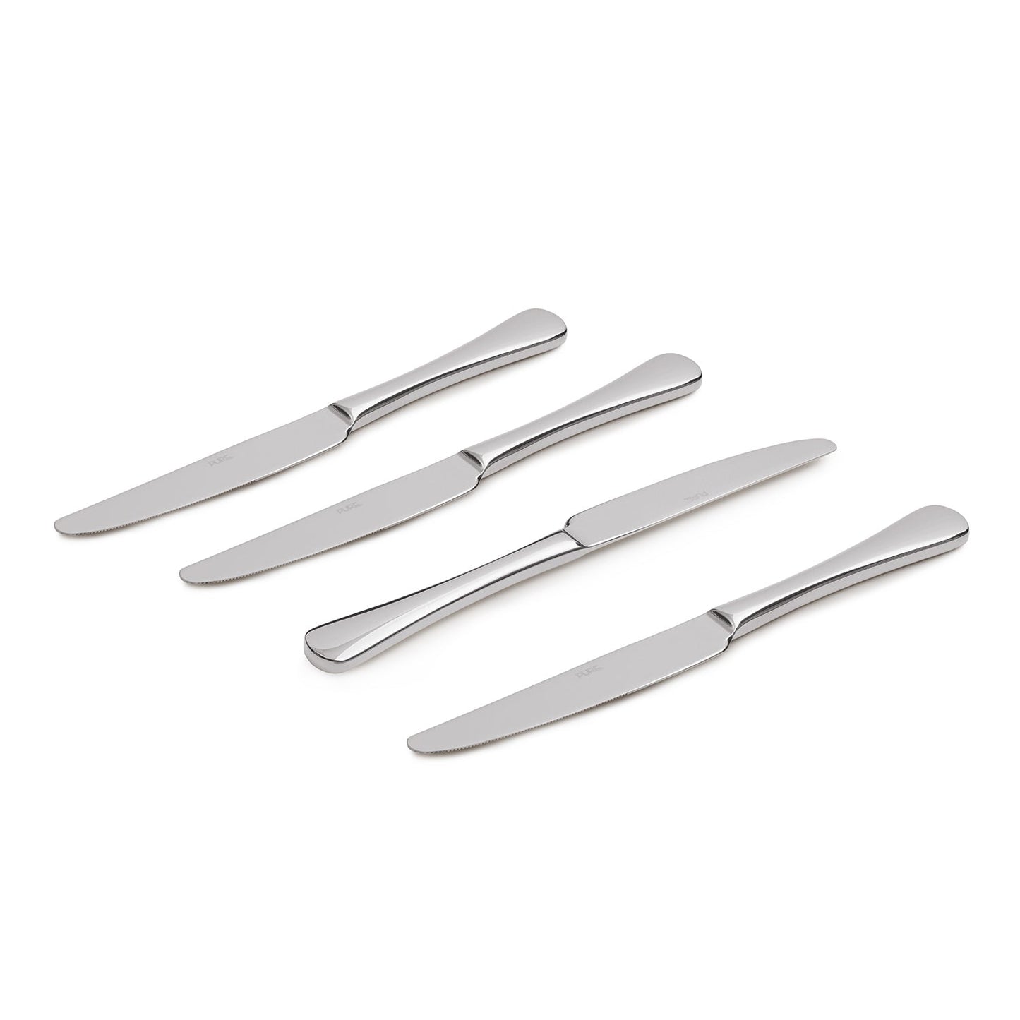 Set of 4 Silver Stainless Steel Dessert Knives