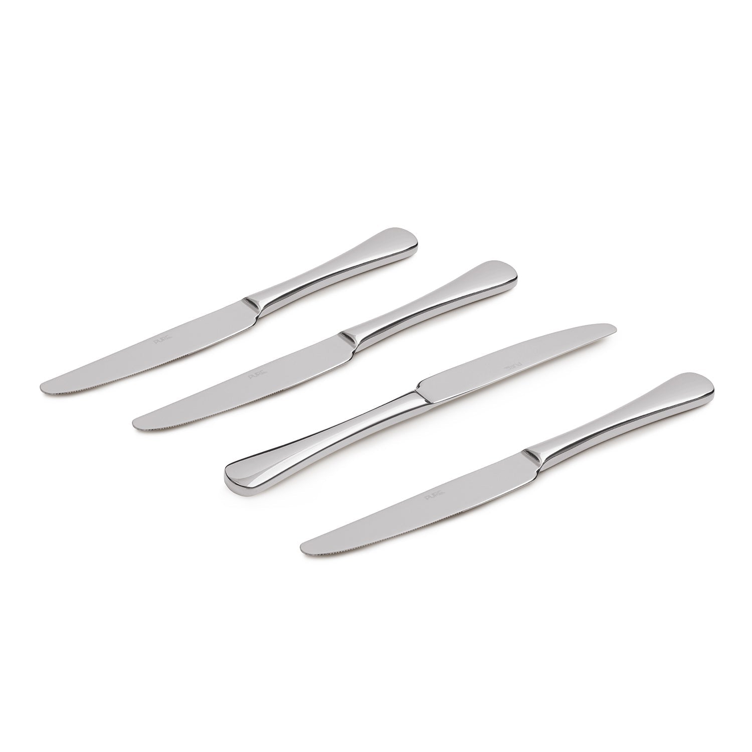 Set of 4 Silver Stainless Steel Dessert Knives