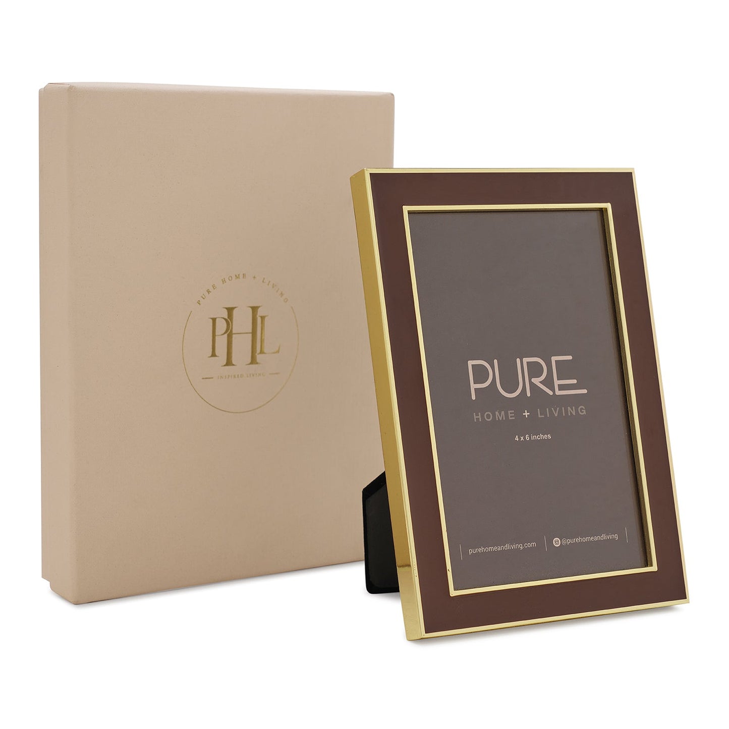 Brown and Gold Enamel Metal Photo Frame - Small