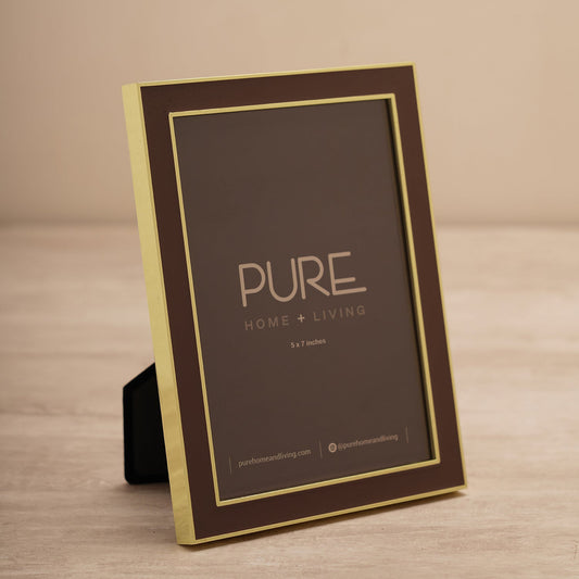 Brown and Gold Enamel Metal Photo Frame - Large