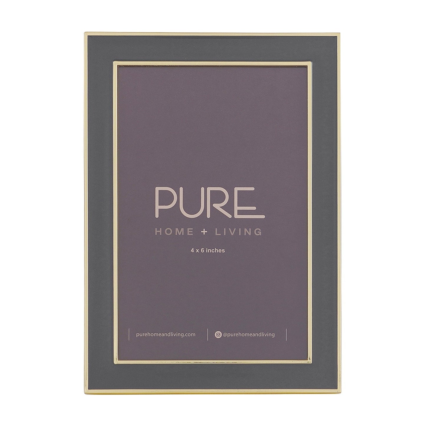 Grey and Gold Plated Enamel Metal Photo Frame - Small
