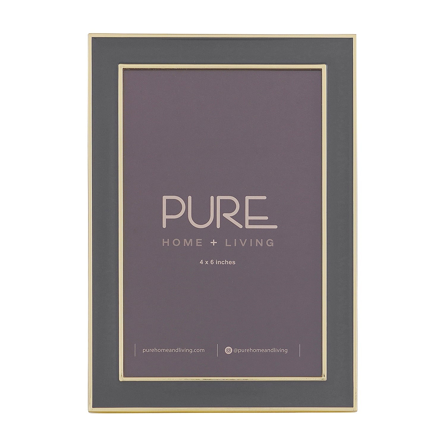 Grey and Gold Plated Enamel Metal Photo Frame - Small