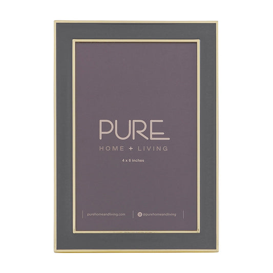 Grey and Gold Plated Enamel Metal Photo Frame - Small
