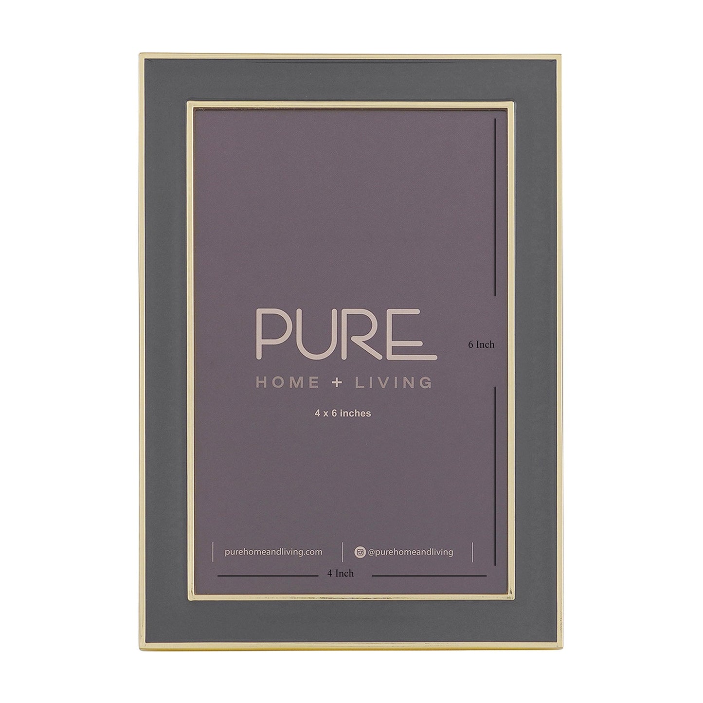 Grey and Gold Plated Enamel Metal Photo Frame - Small