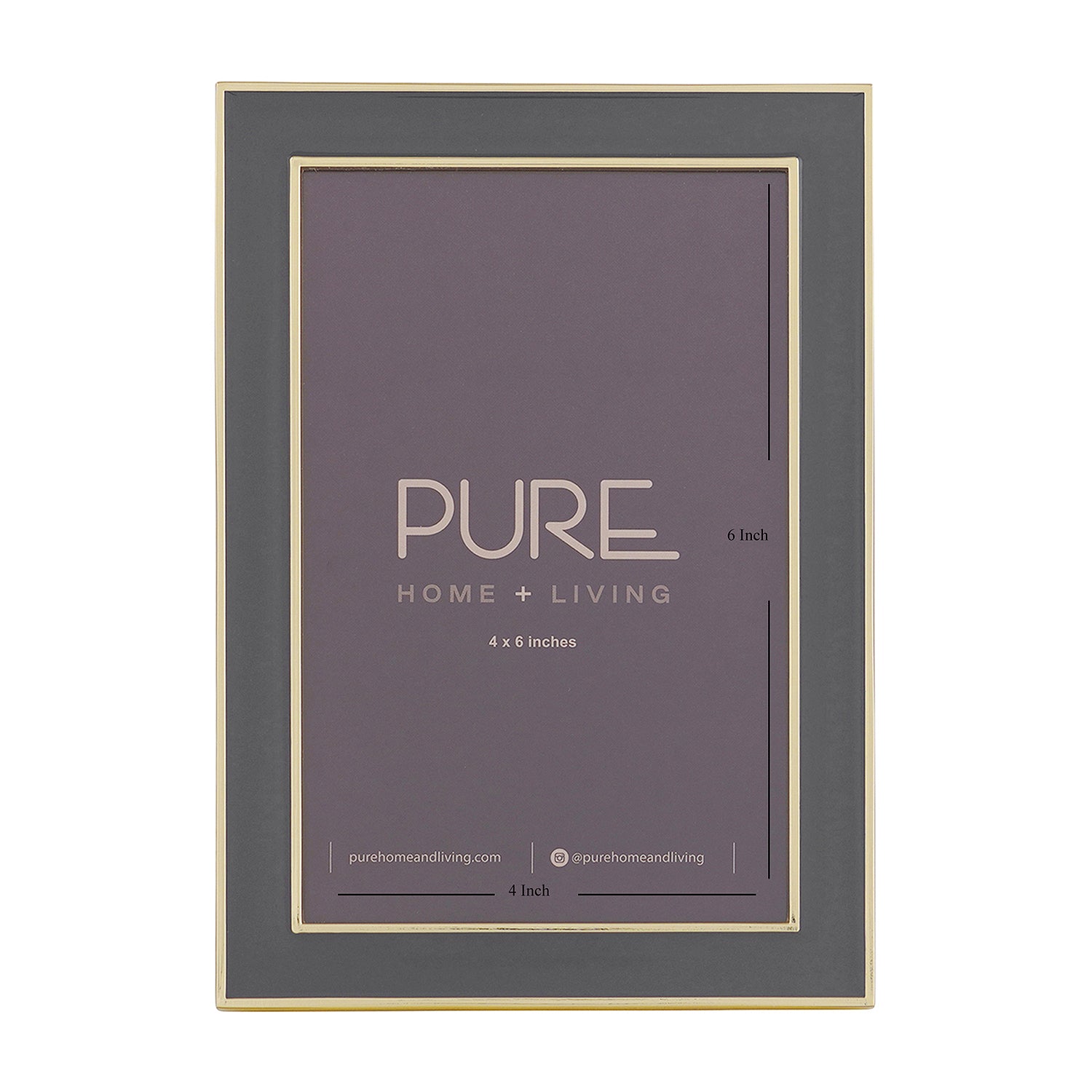 Grey and Gold Plated Enamel Metal Photo Frame - Small