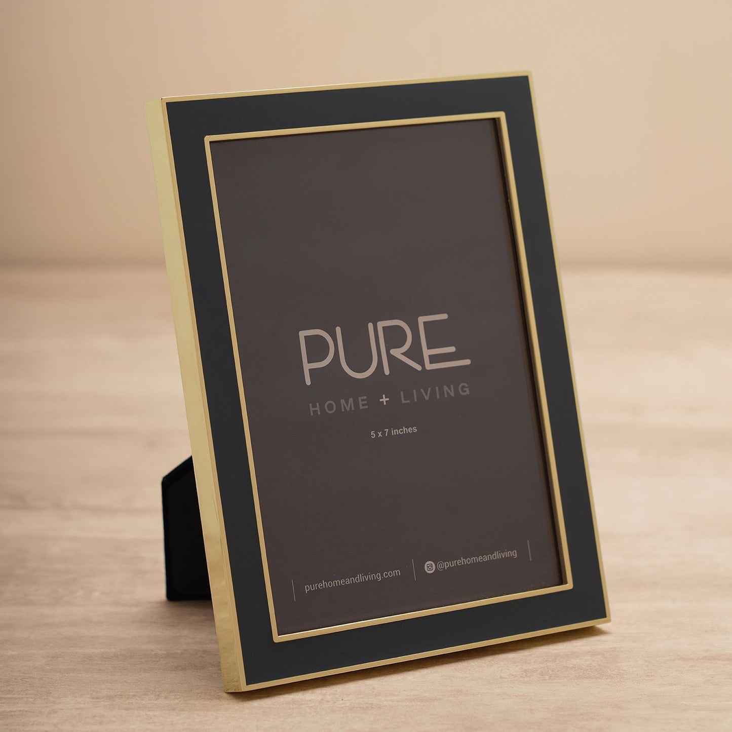Grey and Gold Plated Enamel Metal Photo Frame - Large