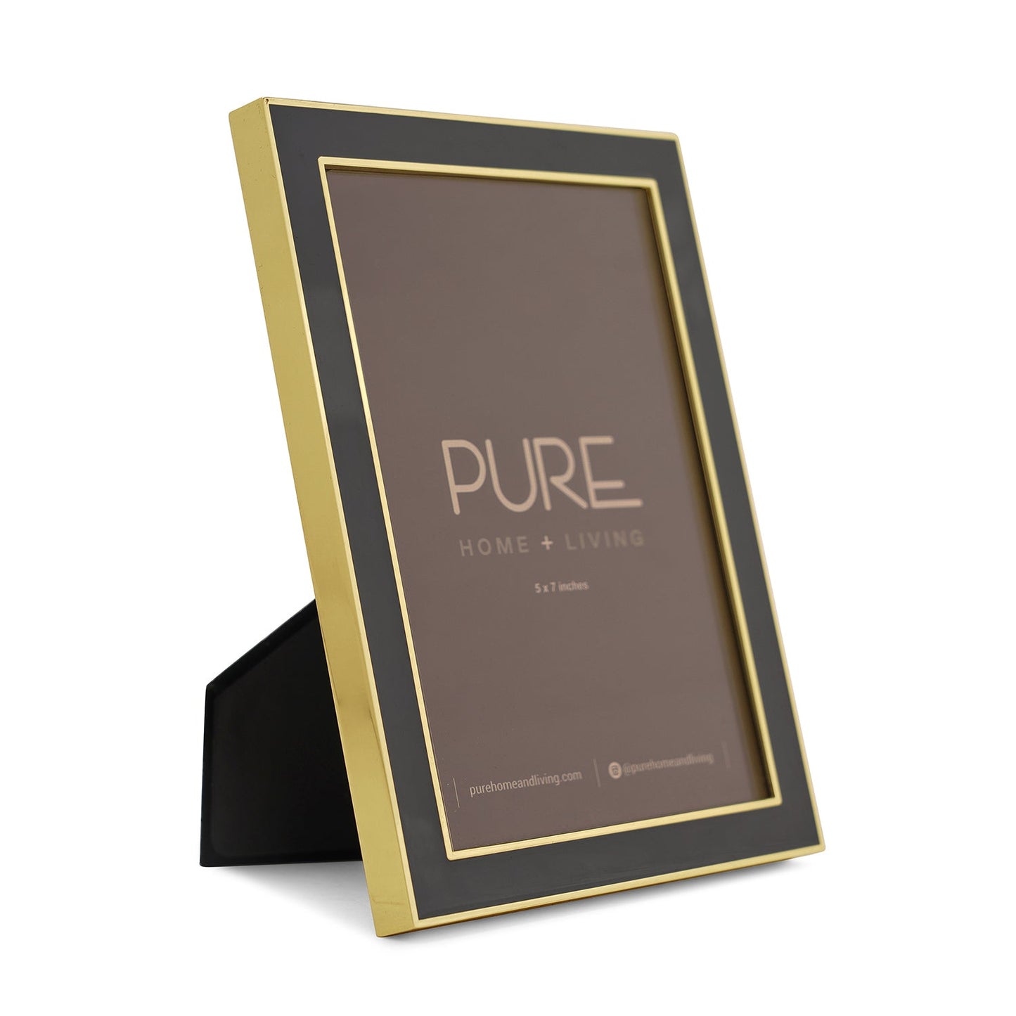 Grey and Gold Plated Enamel Metal Photo Frame - Large