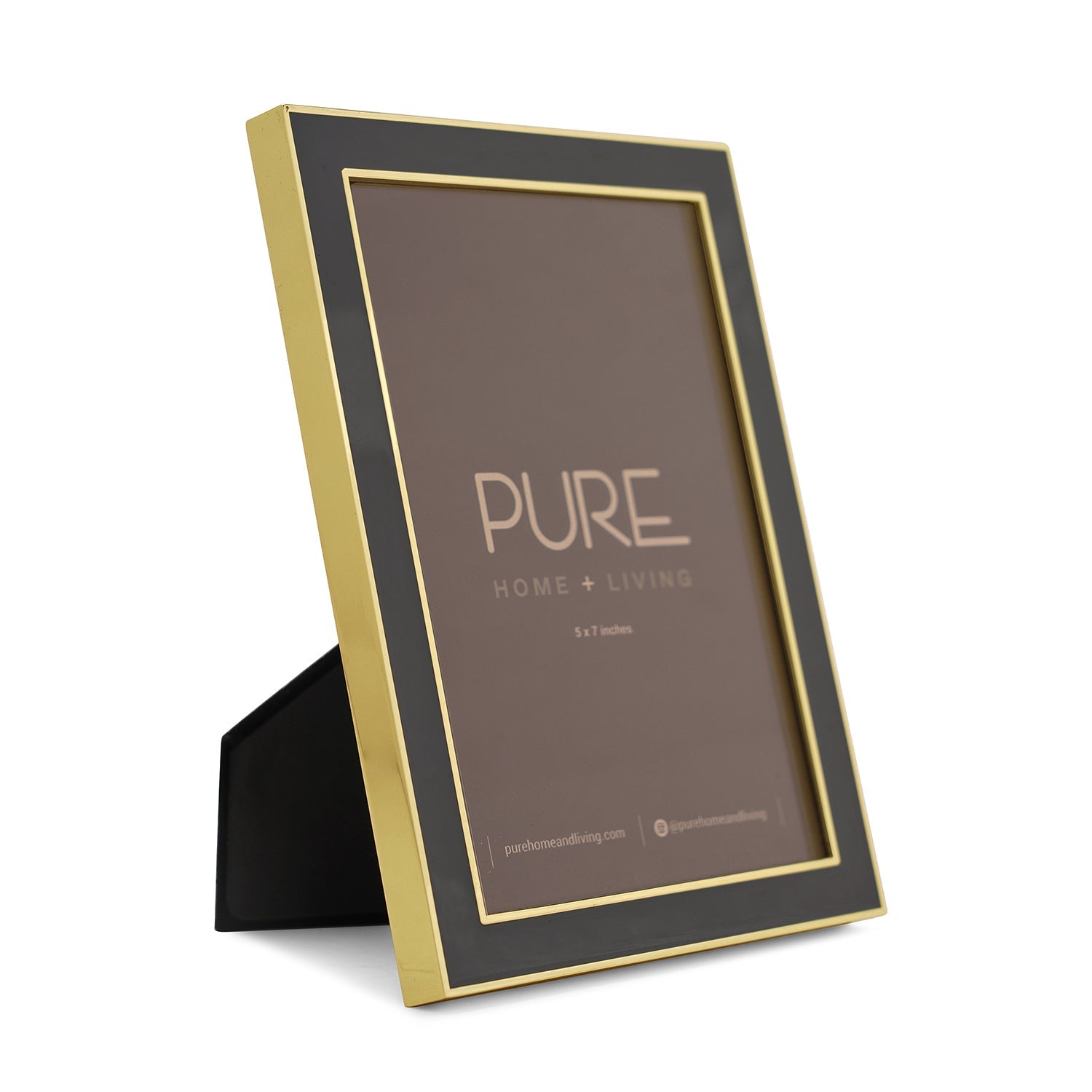 Grey and Gold Plated Enamel Metal Photo Frame - Large