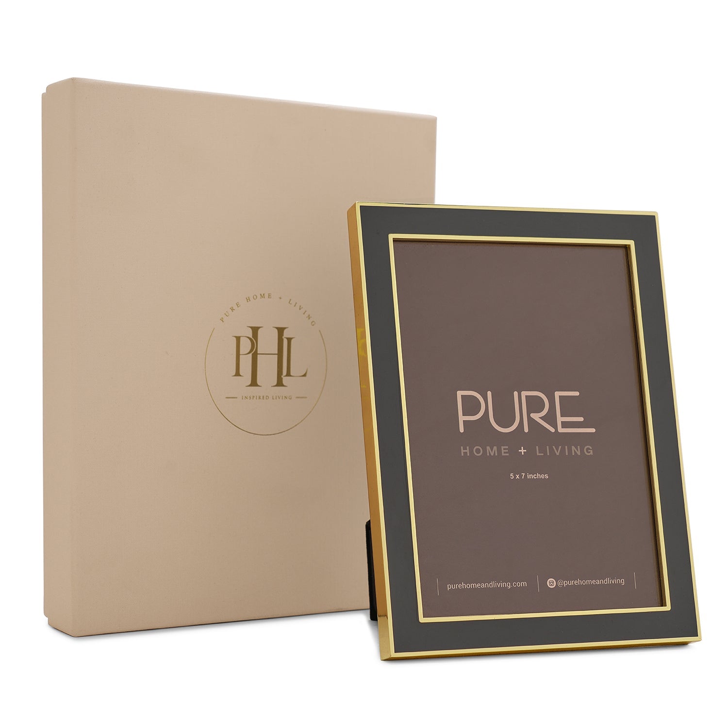Grey and Gold Plated Enamel Metal Photo Frame - Large