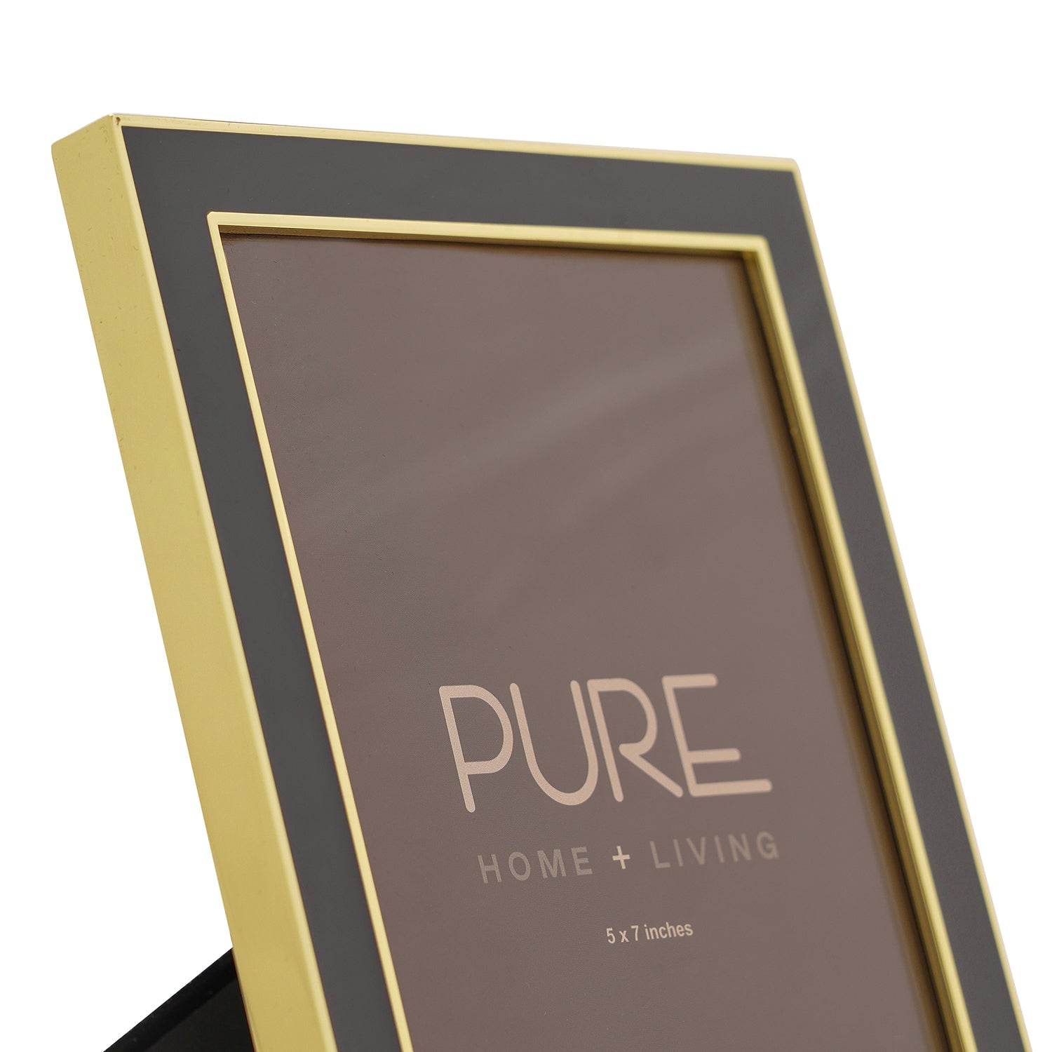 Grey and Gold Plated Enamel Metal Photo Frame - Large
