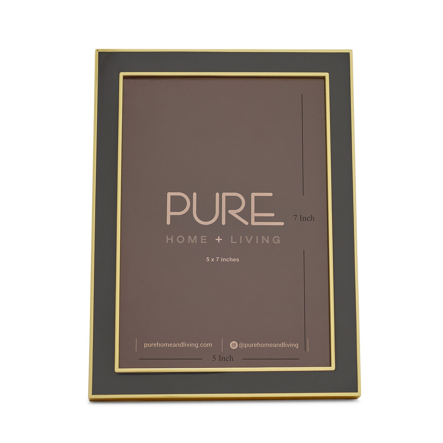 Grey and Gold Plated Enamel Metal Photo Frame - Large