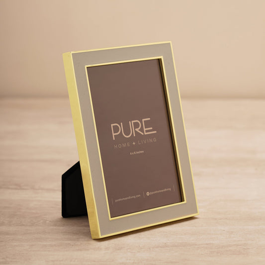 Beige and Gold Enamel Metal Photo Frame - Small