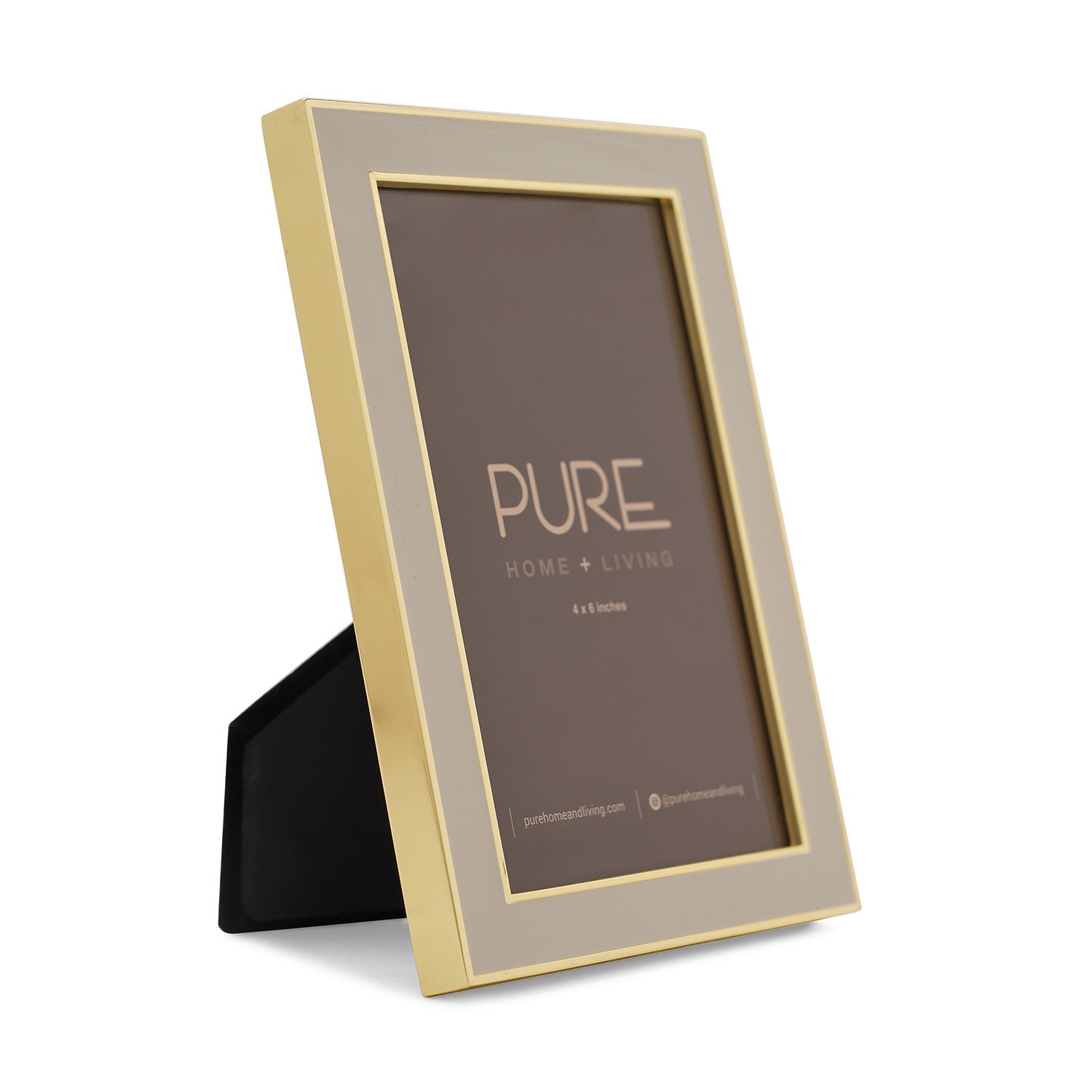 Beige and Gold Enamel Metal Photo Frame - Small