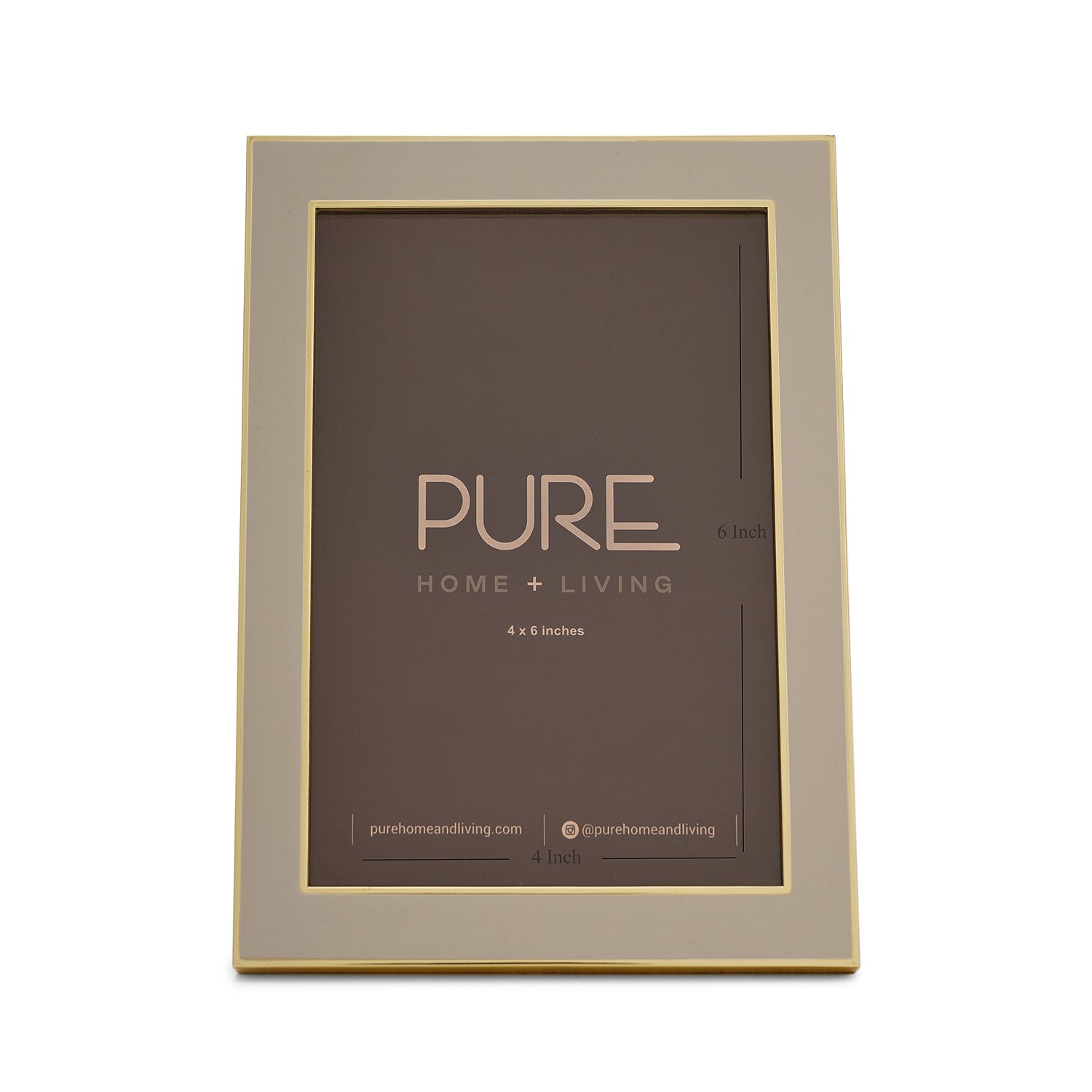 Beige and Gold Enamel Metal Photo Frame - Small