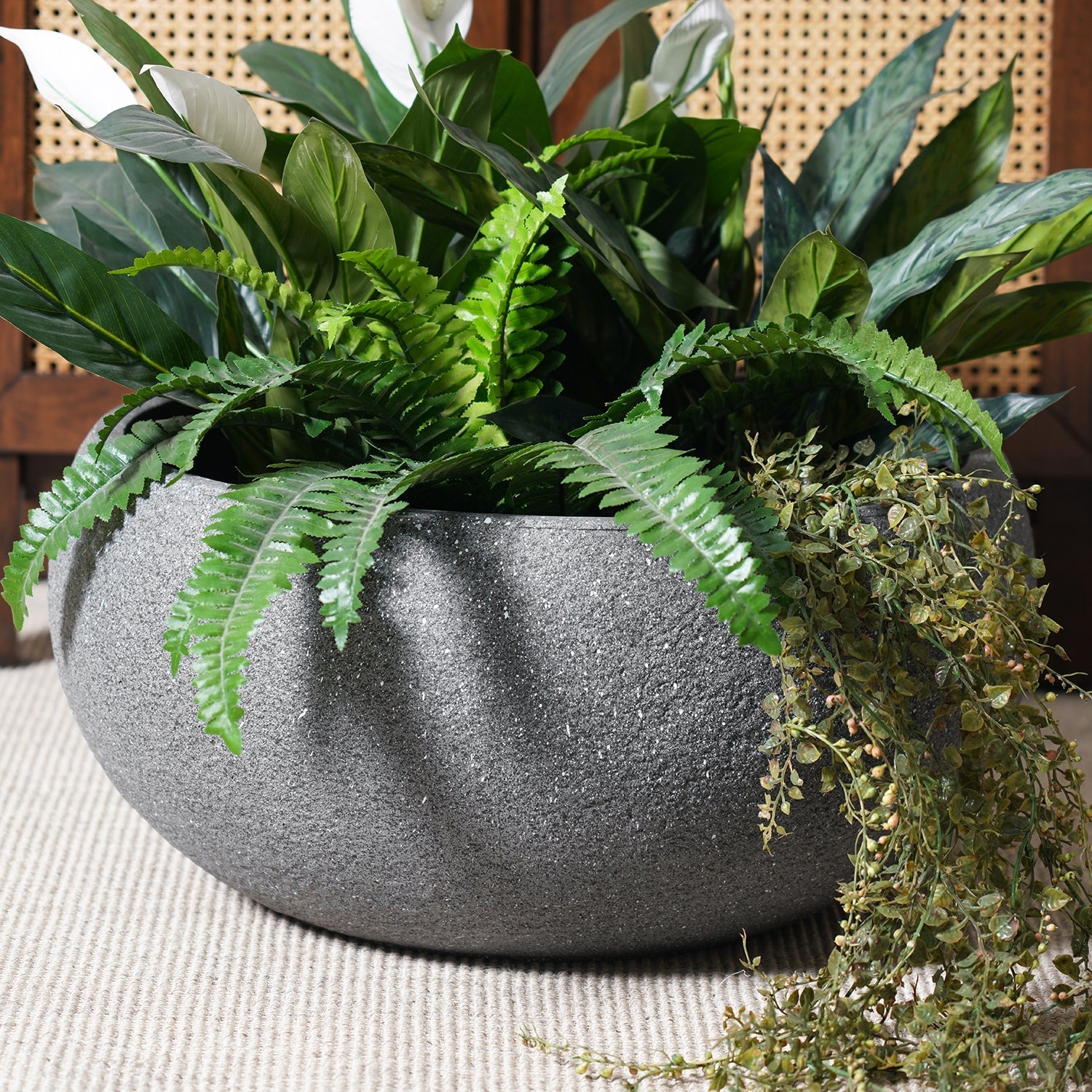 Dark Grey Polyfibre Clay Pot