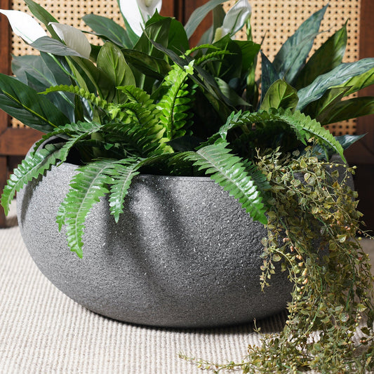 Dark Grey Polyfibre Clay Pot