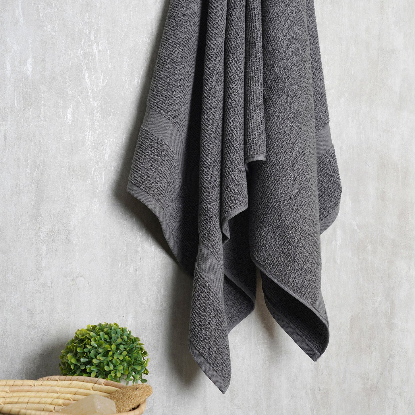 Grey Cotton Bath Towel 75×45cm