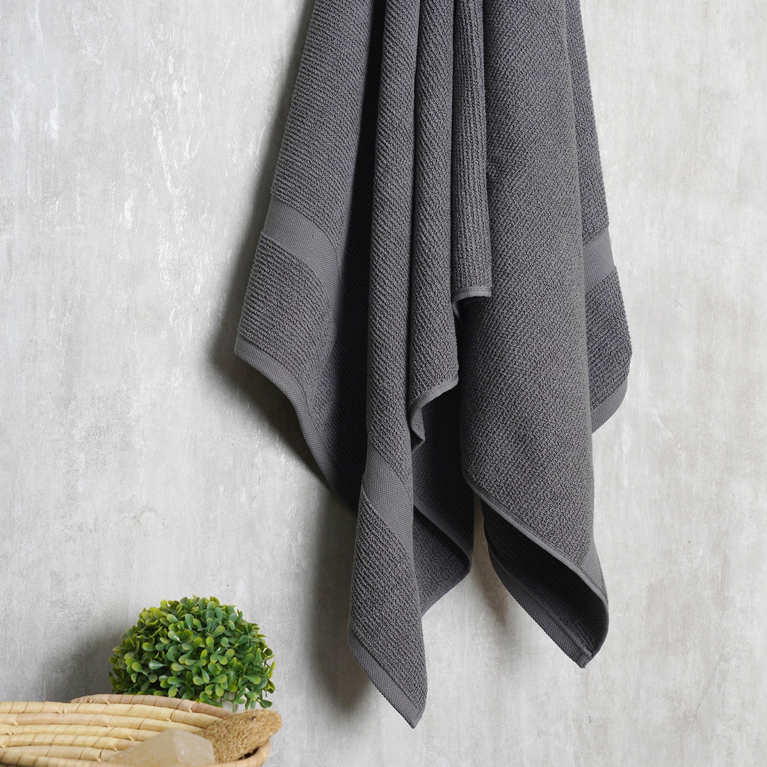 Grey Cotton Bath Towel 75×45cm