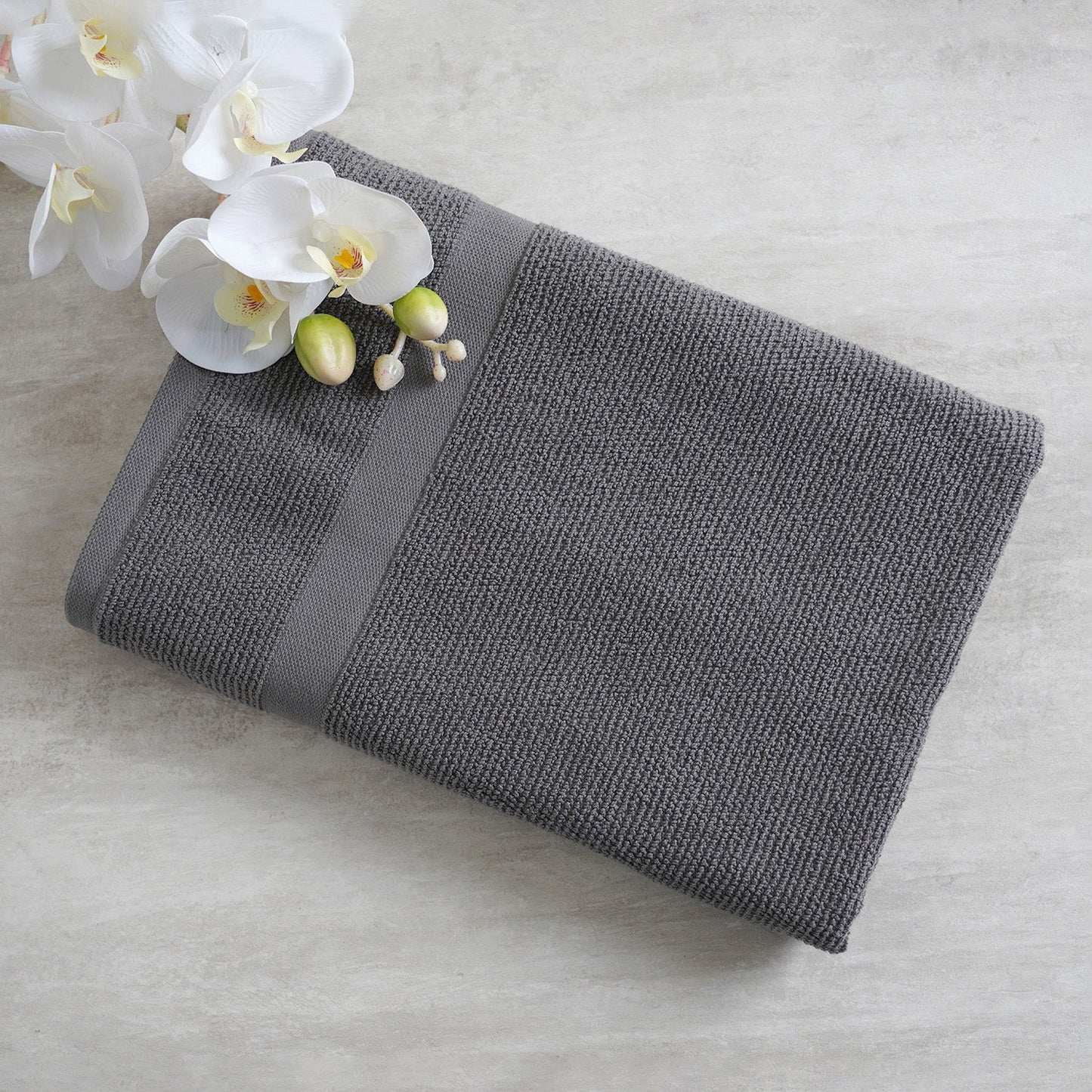 Grey Cotton Bath Towel 75×45cm