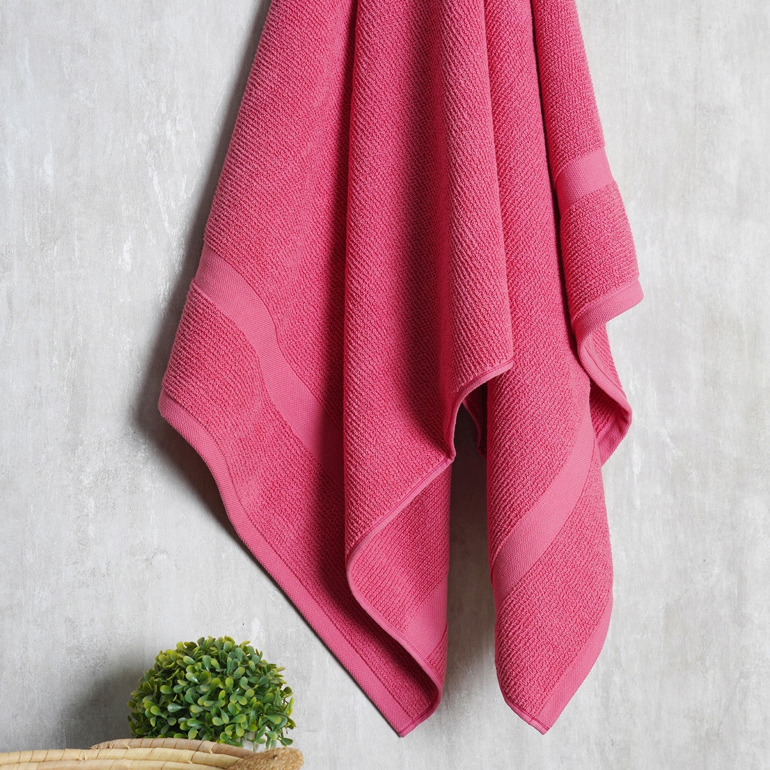 Pink Cotton Bath Towel 75×45cm