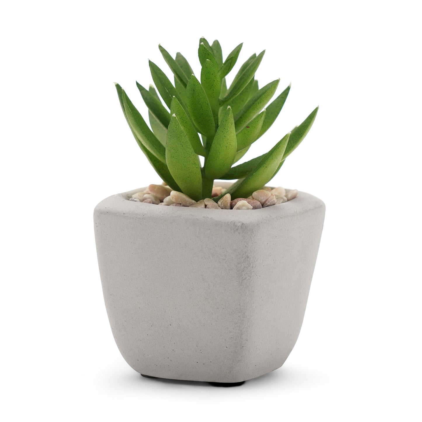 Set Of 4 Green Faux Succulent With Cement Pot