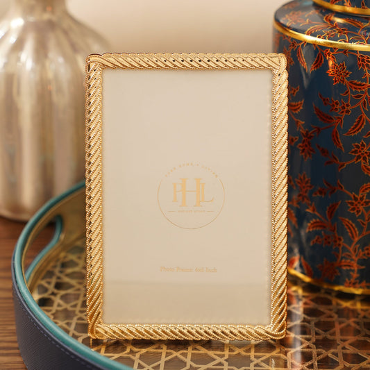 Gold Plated Diagonal Twisted Metal Photo Frame - Small