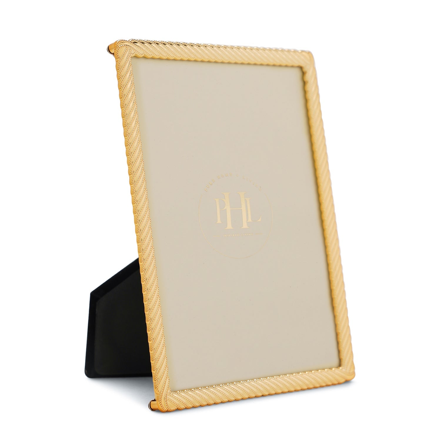 Gold Plated Diagonal Twisted Metal Photo Frame - Medium