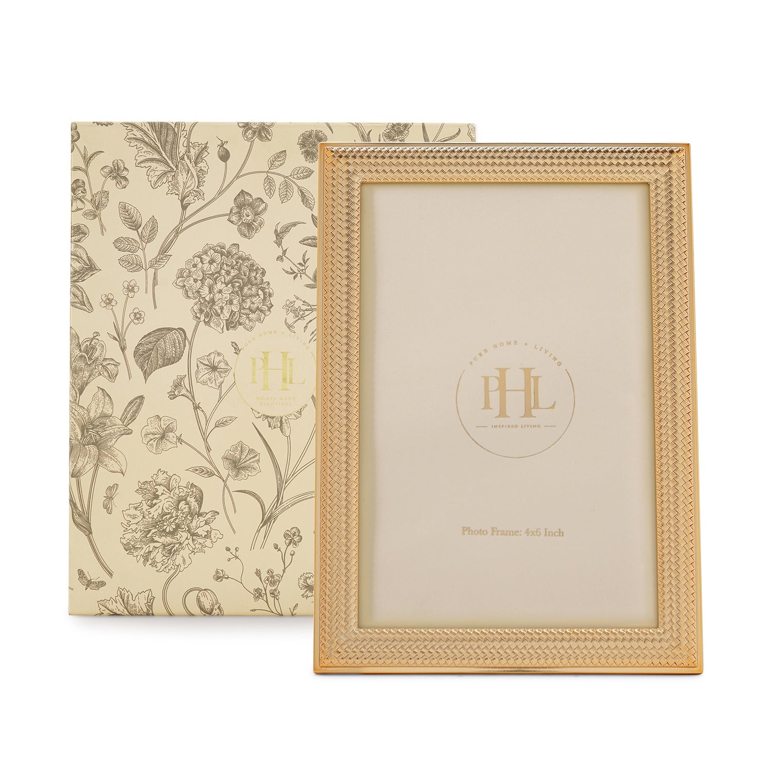 Gold Plated Weaved Pattern Metal Photo Frame - Small