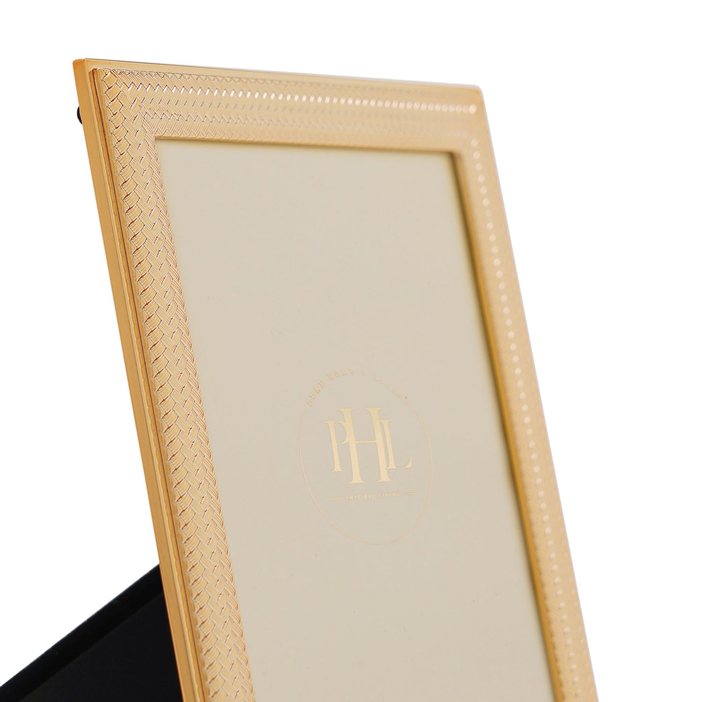 Gold Plated Weaved Pattern Metal Photo Frame - Small