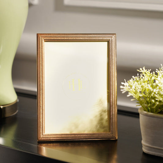 Gold Plated Weaved Pattern Metal Photo Frame - Large
