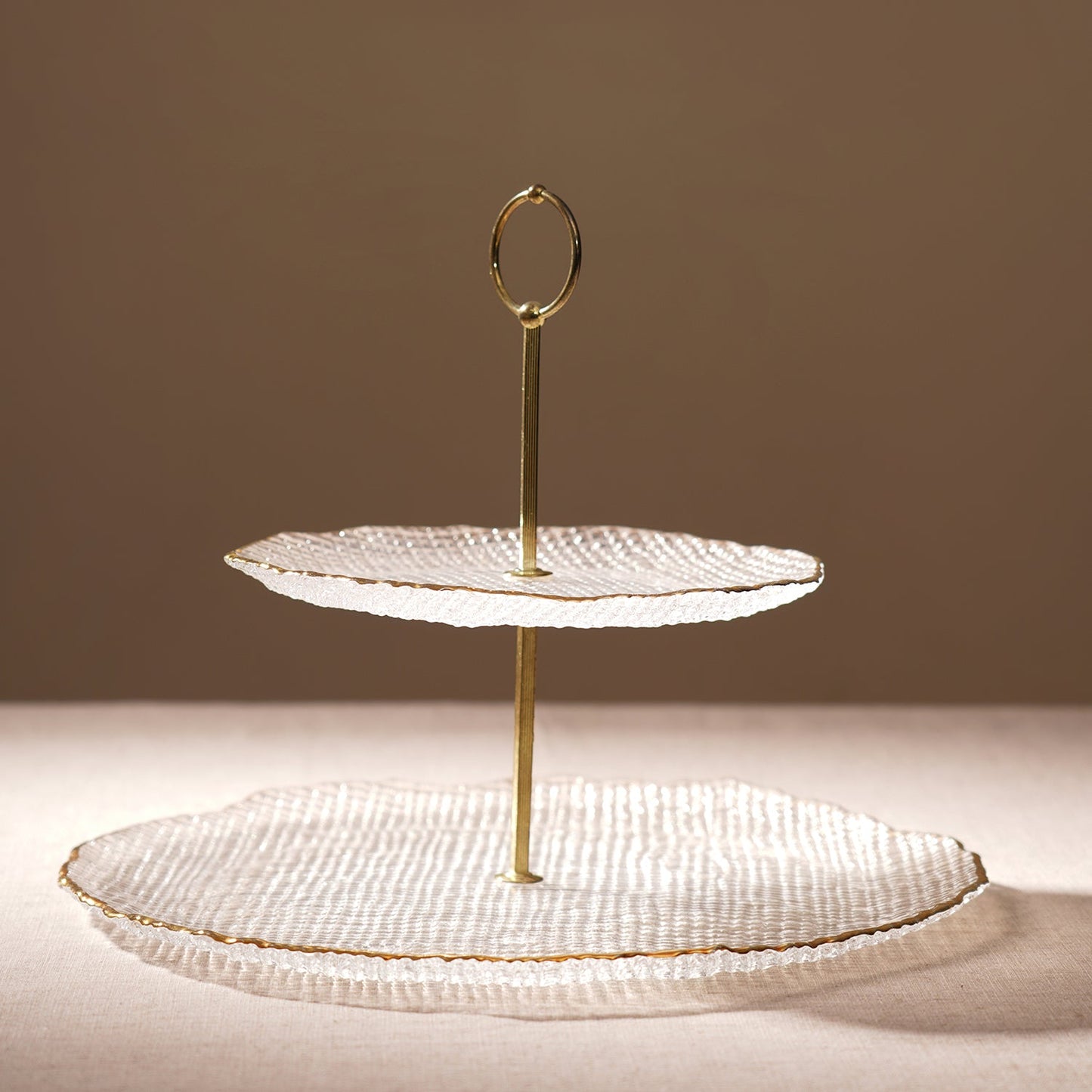 Clear Fizz Textured Glass Cake Stand 33×33×23cm