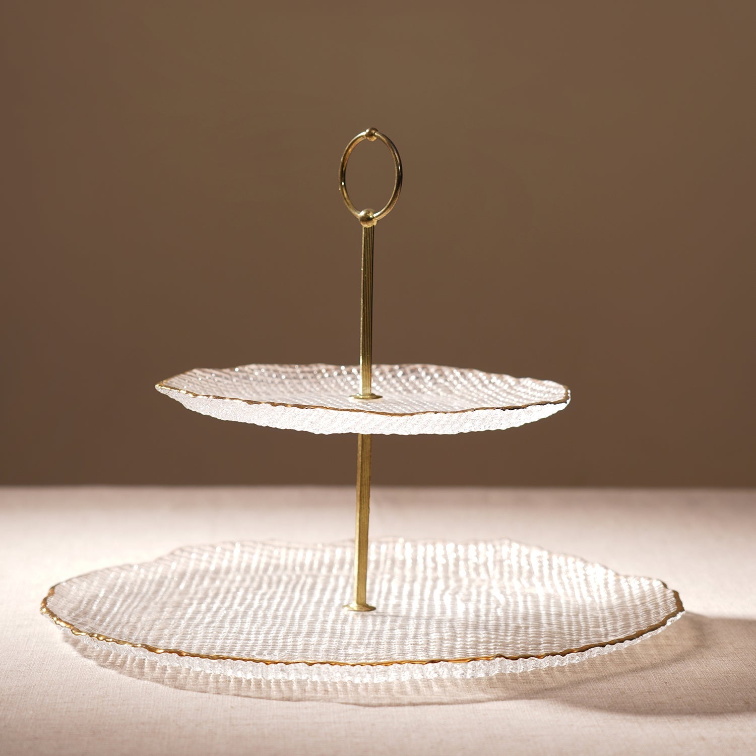 Clear Fizz Textured Glass Cake Stand 33×33×23cm