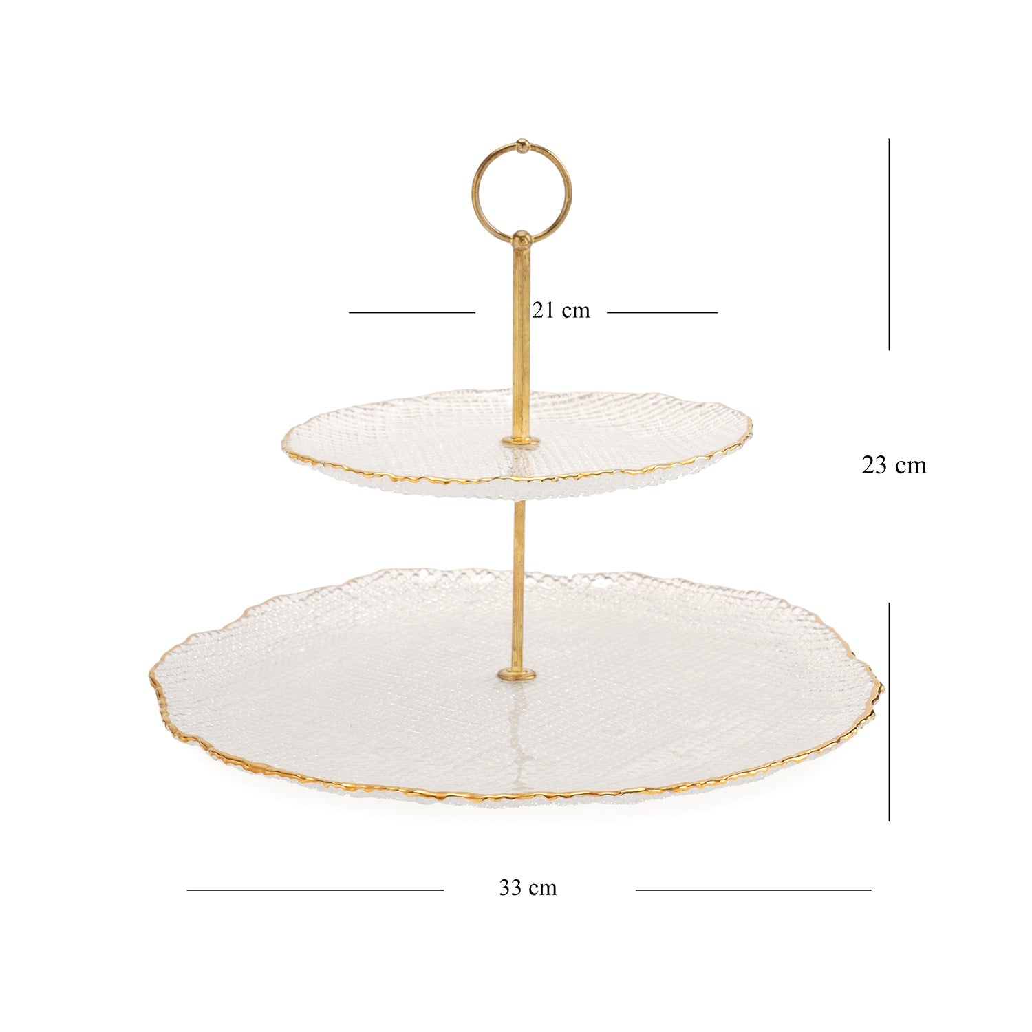 Clear Fizz Textured Glass Cake Stand 33×33×23cm