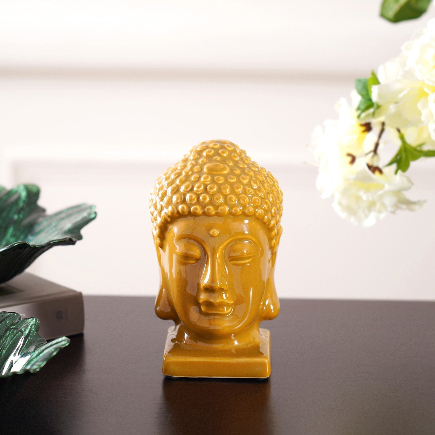 Citrine Gold Exquisite Buddha Head on Stand