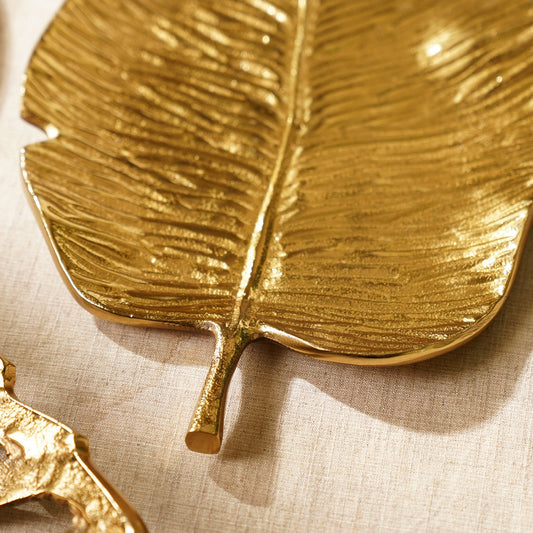Gold Naaz Leaf Shaped Platter - Small