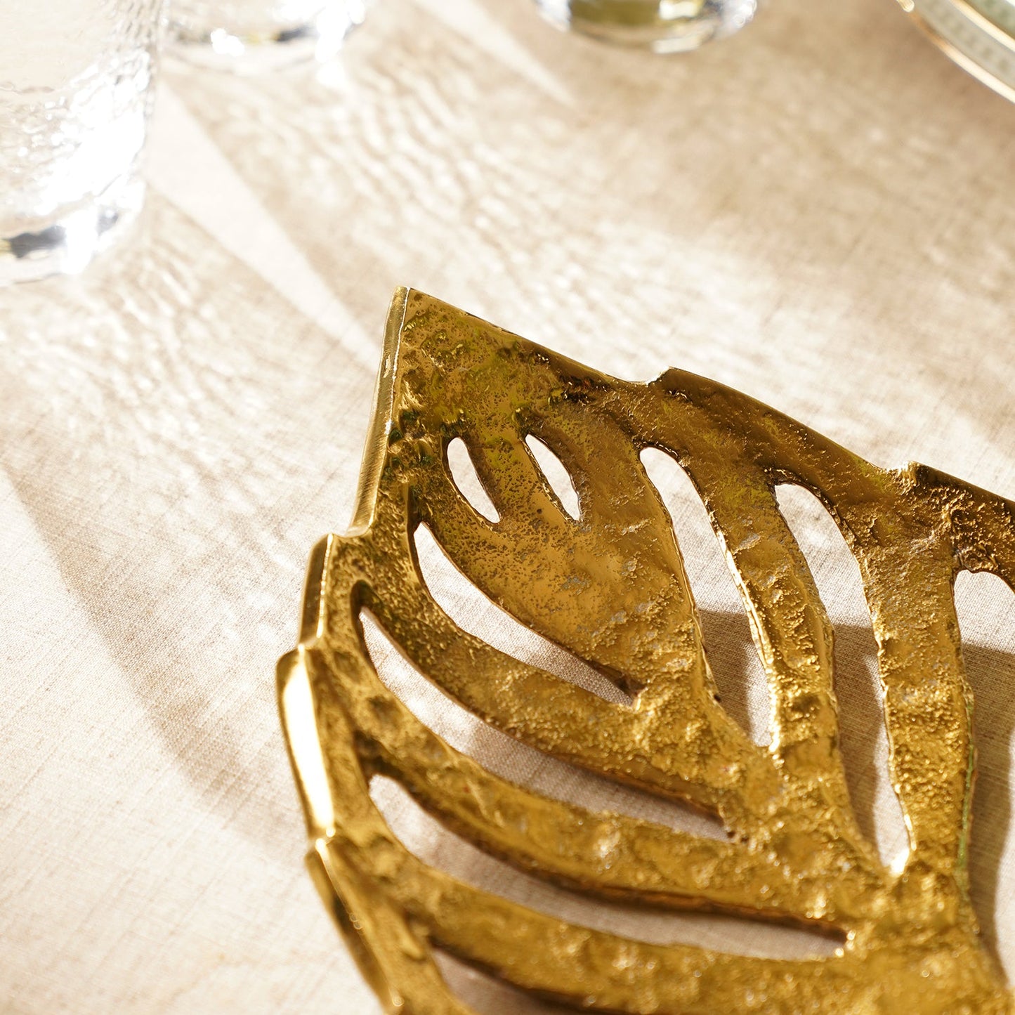 Gold Varnika Leaf Shaped Platter - Small