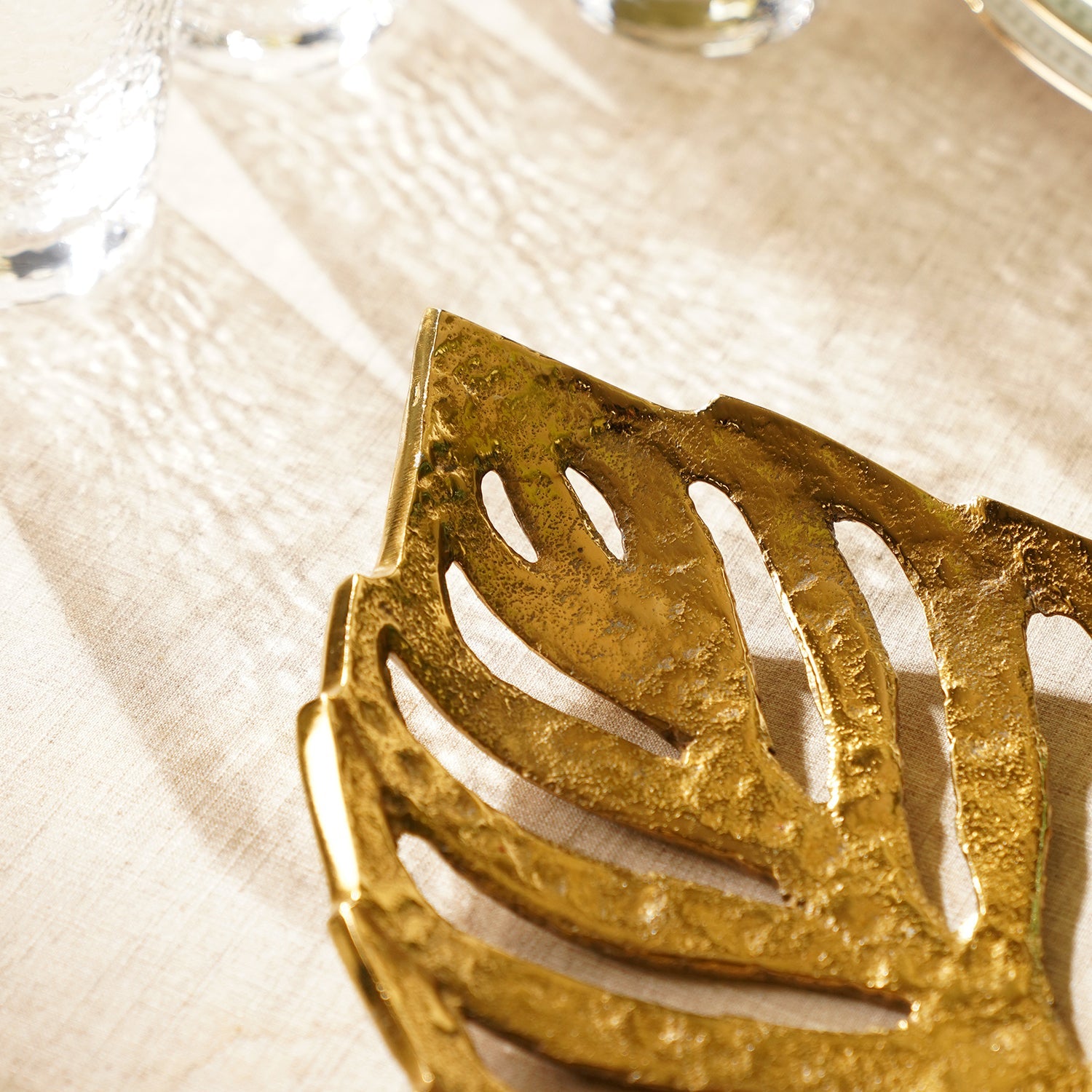Gold Varnika Leaf Shaped Platter - Small