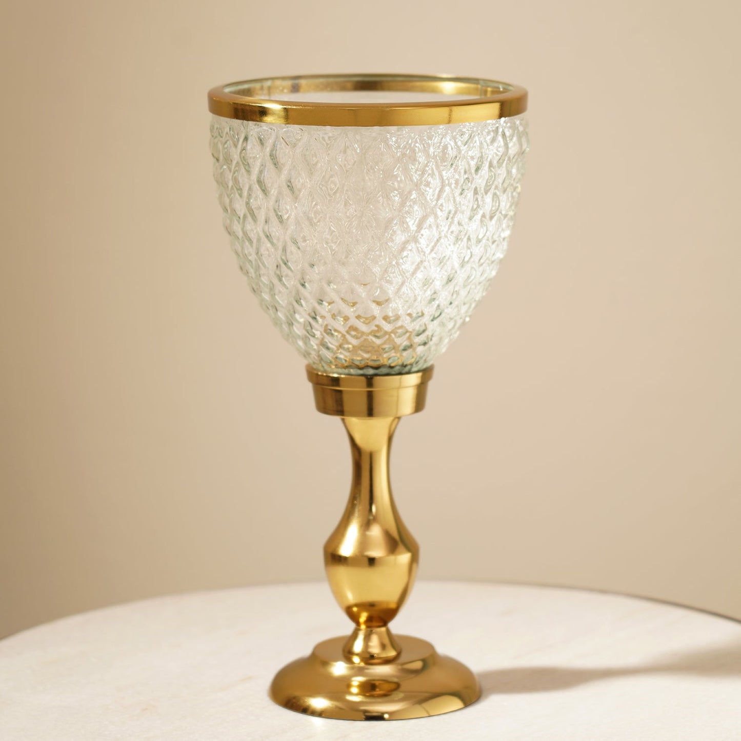 Clear Glass Diamond Textured Hurricane